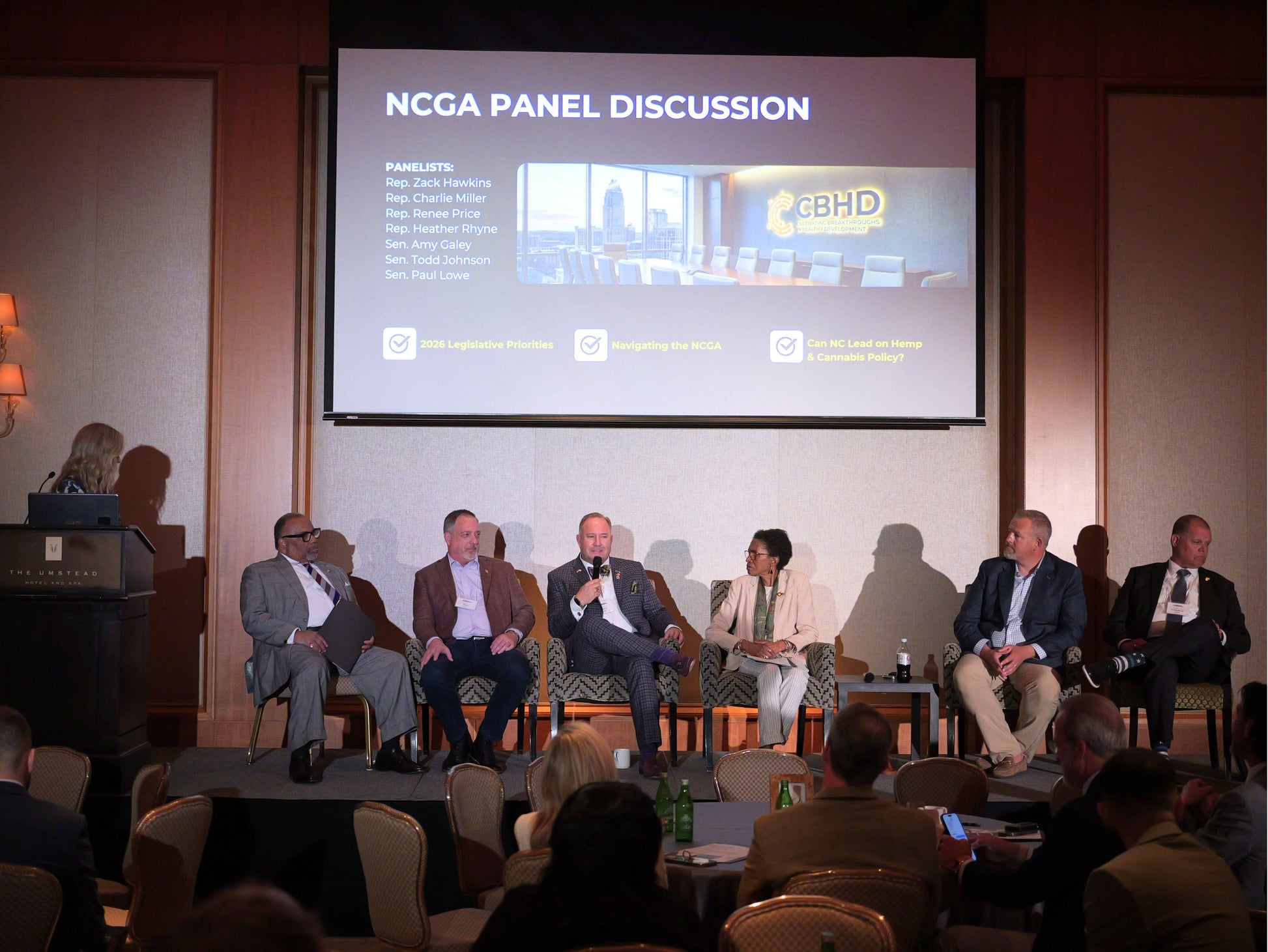 CBHD panel discussion at hemp advocacy summit with speakers and audience.